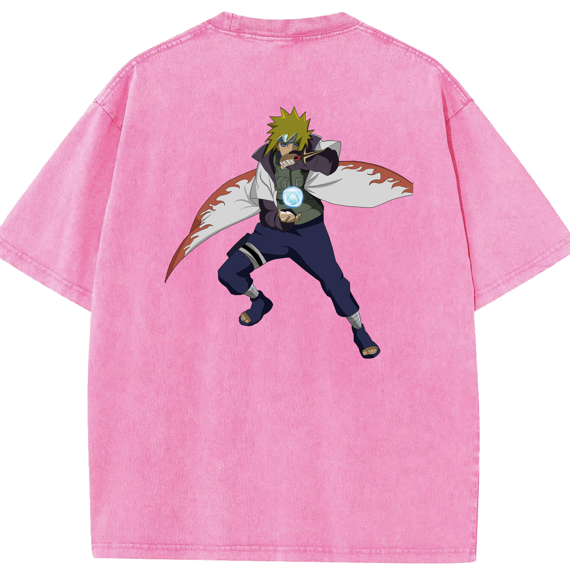 （画像用） NARUTO -ナルト- 波風 ミナト Namikaze Minato 綿100% ヴィンテージ風 半袖Tシャツ（背面プリント）
